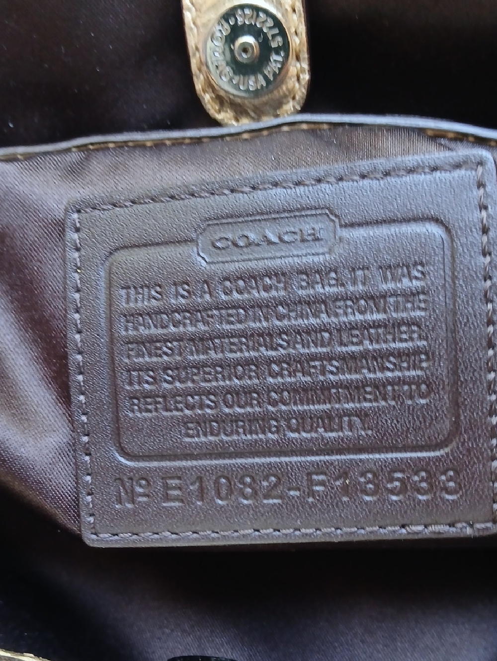 Coach Signature Brown Canvas Tote with Kiss Lock - Picture 7 of 7